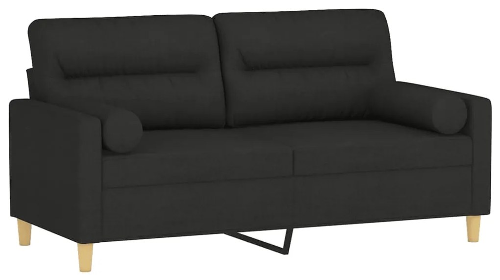Sofá 2 lugares + almofadas decorativas 140 cm tecido preto