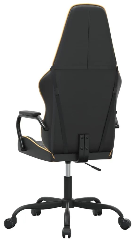 Cadeira gaming couro artificial preto e dourado