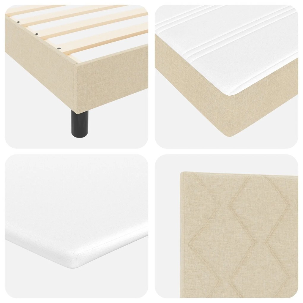 Cama Box com Colchão & LED Creme 90x190 cm Tecido