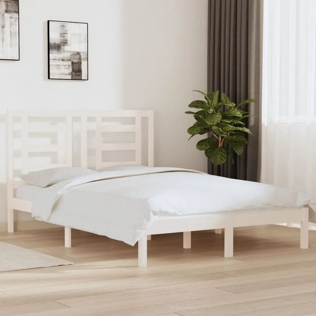 vidaXL Cama sem colchão 150x200 cm madeira de pinho maciça branco