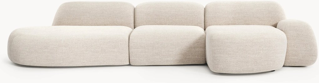 Sofá de canto modular em bouclé com chaise longue Wolke (4 lugares)