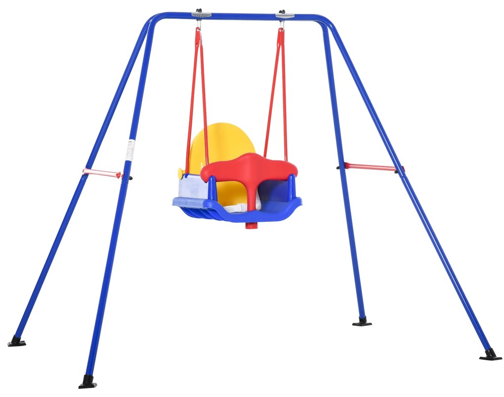 Outsunny balanço para crianças acima de 6 meses com suporte de metal e cinto de segurança com fivela para exterior máx. 30kg 140x110x120cm Multicolor