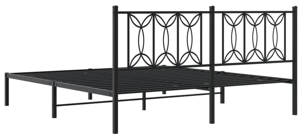 Estrutura de cama em metal com cabeceira 180x200 cm preto