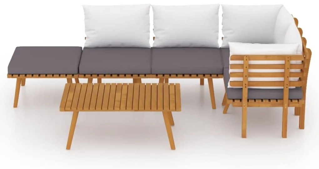 6 pcs conjunto lounge de jardim com almofadões acácia maciça