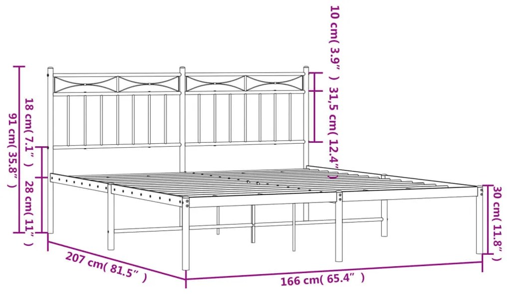 Estrutura de cama com cabeceira 160x200 cm metal branco