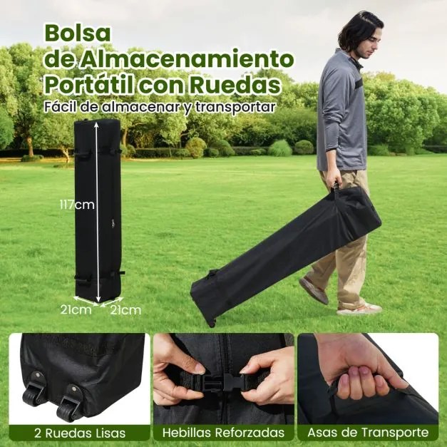 Tenda de 3 x 3 m com 4 paredes laterais removíveis Tenda de jardim, festas e eventos Inclui bolsa e 4 x Sacos de areia com rodas 8 estacas 4 âncoras P