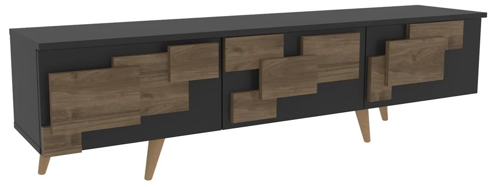 Móvel TV 3D – Antracite e Nogueira – 160 cm x 45 cm x 35 cm