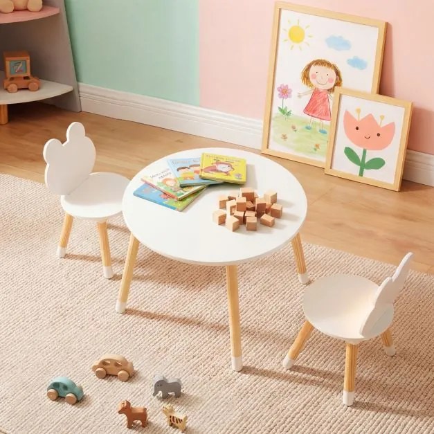 Conjunto de mesa e cadeiras crinças em forma de rã, com pernas de madeira, para sala de aula, creche, casa, trabalhos manuais e aprendizagem, a partir