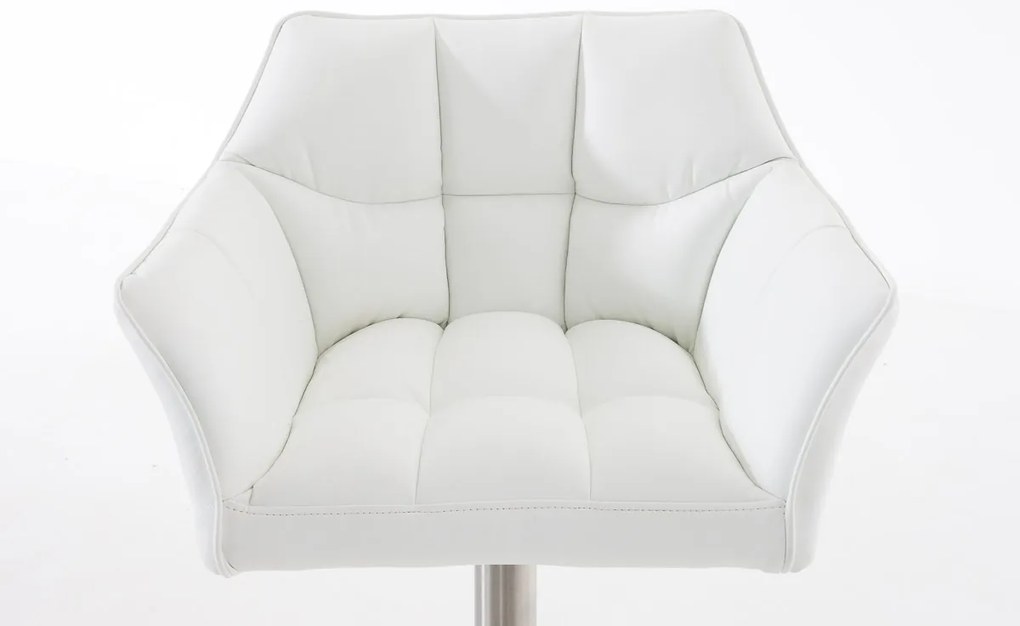 Banco de bar Damaso em couro sintético e estrutura prateada 64 x 88-113 x 45 cm Branco