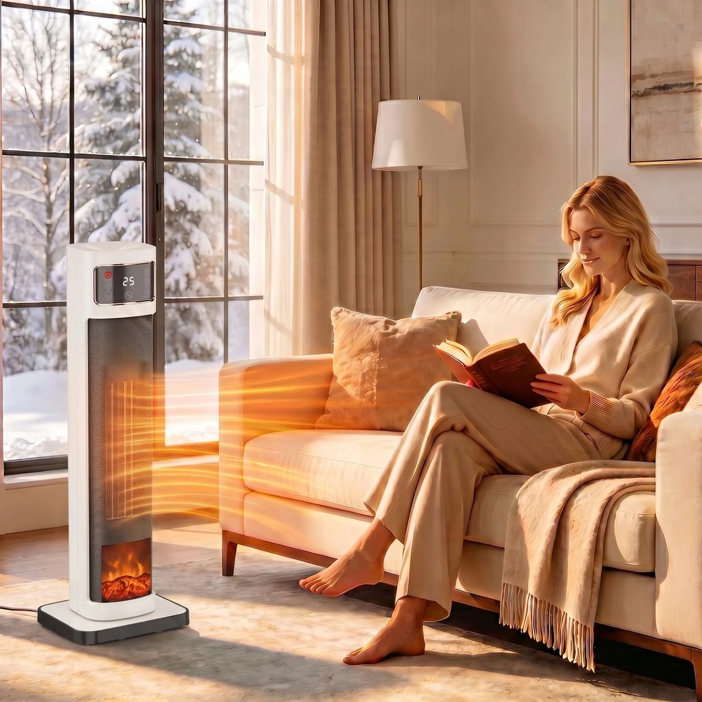Aquecedor Elétrico Cerâmico PTC 2000 W com 4 Modos, Comando à Distância e Proteção contra Sobreaquecimento e Queda