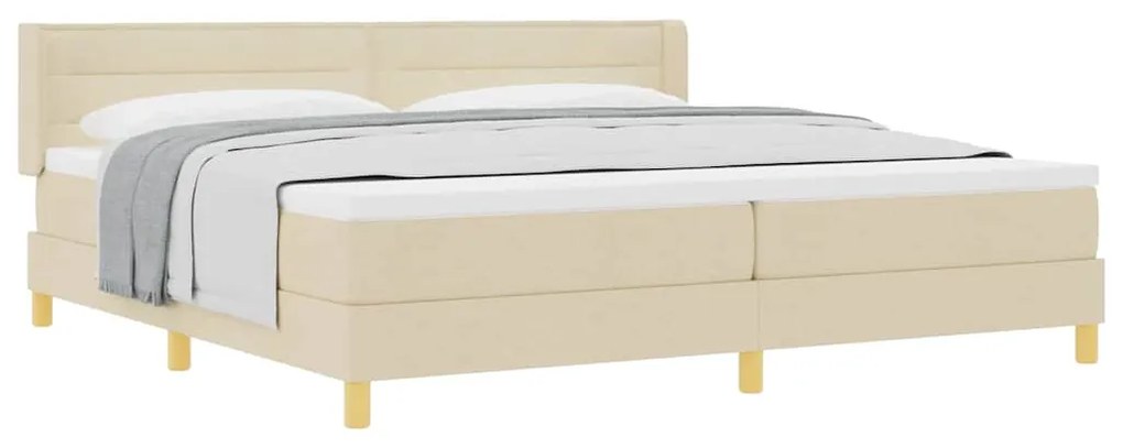 Cama Box com Colchão , Creme, 200 x 200 cm, Têxtil.