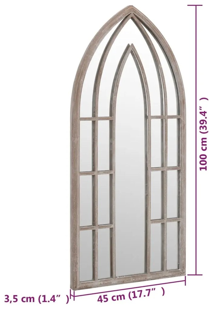 Espelho de jardim p/ uso exterior ferro 100x45 cm cor de areia
