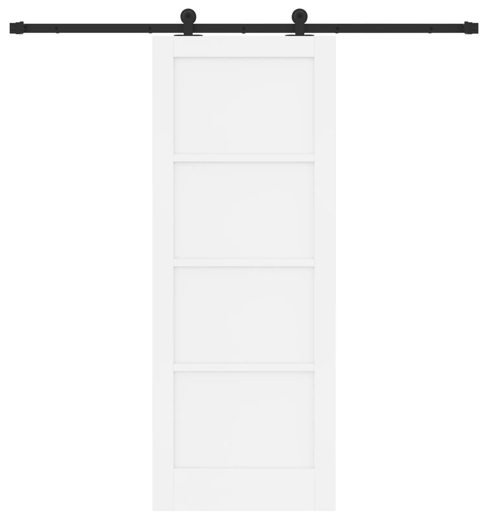 Porta de Correr com Conjunto de Ferragens Branca 78x202 cm Madeira Sól