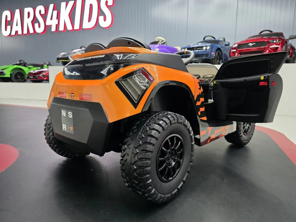 Carro Infantil eletrico McLaren Rally 12V assento de couro, pneus de borracha EVA Preto e Laranja