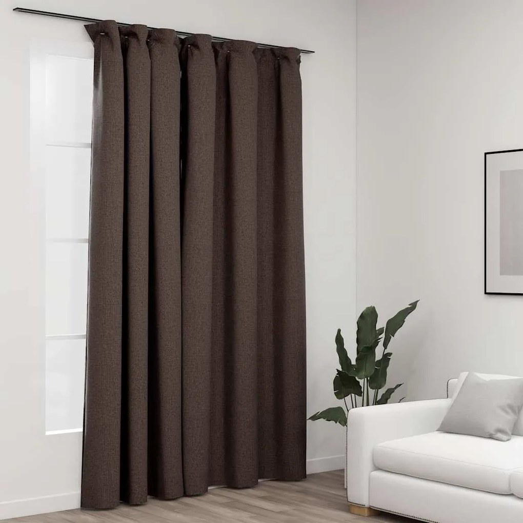 Cortinas opacas asp. linho ganchos 290x245cm cinza-acastanhado