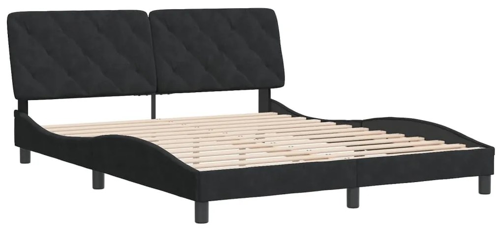 Estrutura de cama sem colchão 160x200 cm veludo preto