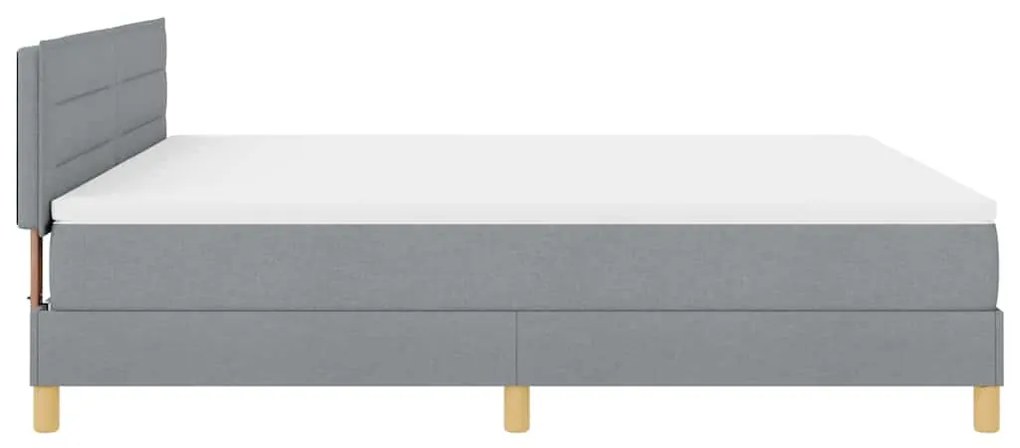 Cama Box Spring com Colchão e LED Cinza Claro 180x200 cm Tecido