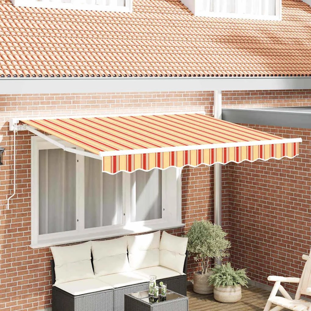 vidaXL Toldo Retrátil Manual Multicolor 350 x 200 cm Poliéster e Metal