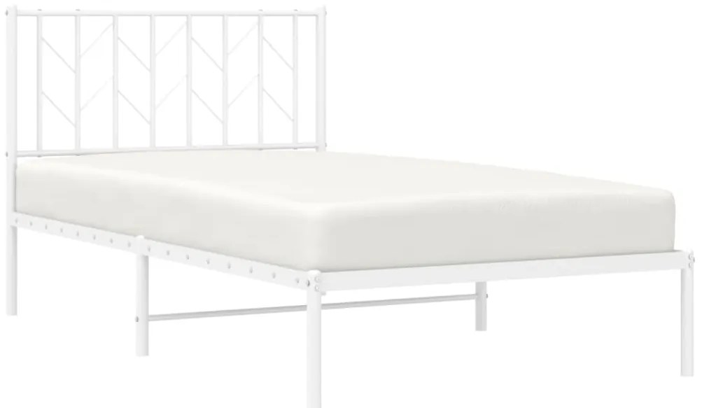 Estrutura de cama com cabeceira 100x190 cm metal branco