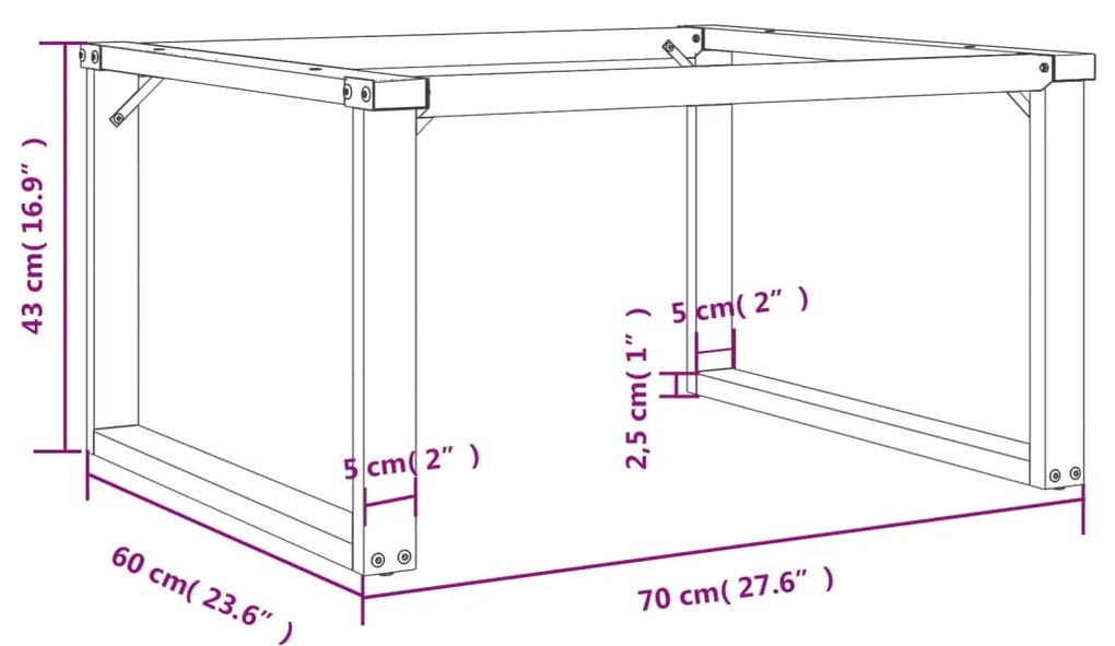 Pernas para mesa de centro estrutura em O aço
