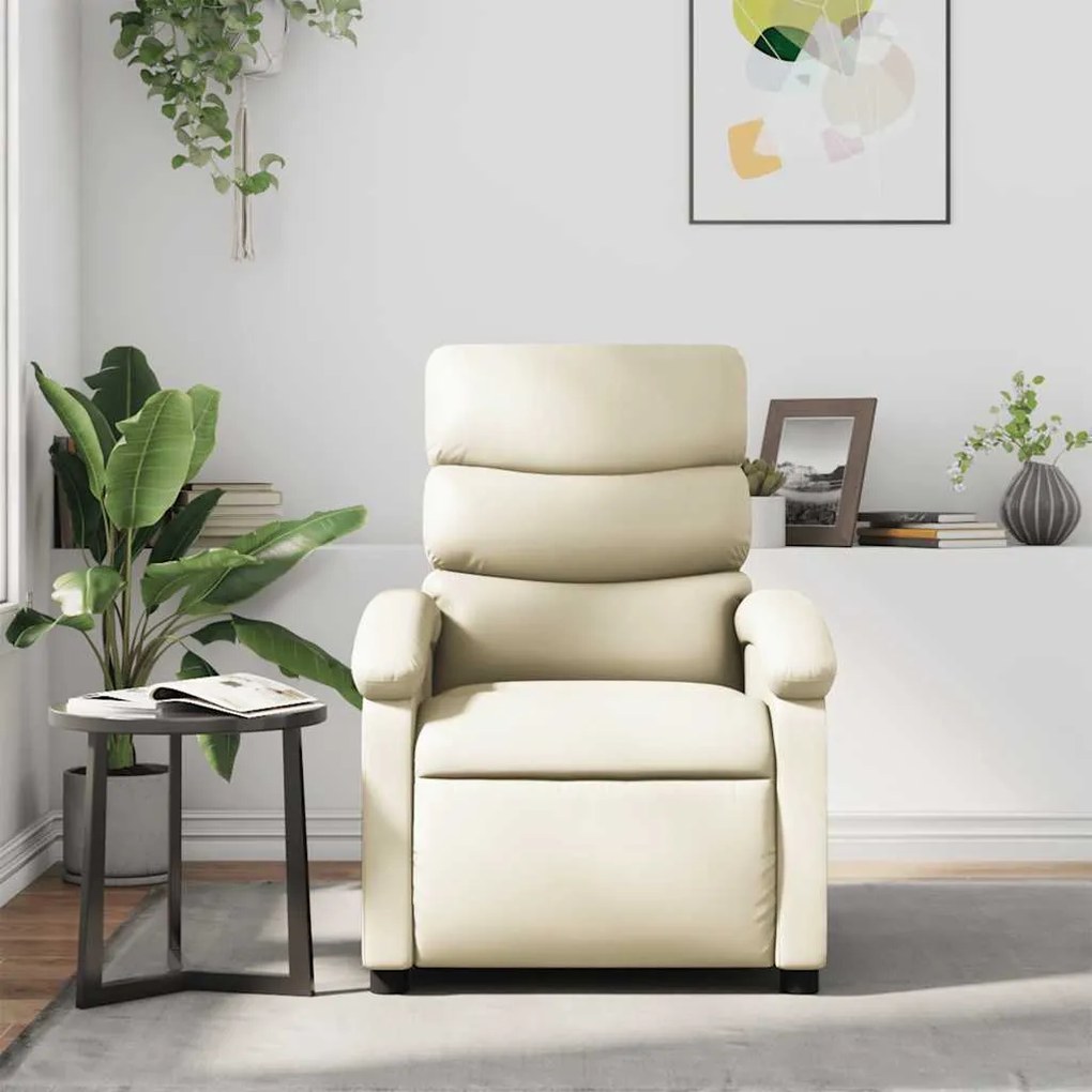 Poltrona de massagens reclinável couro artificial cor creme