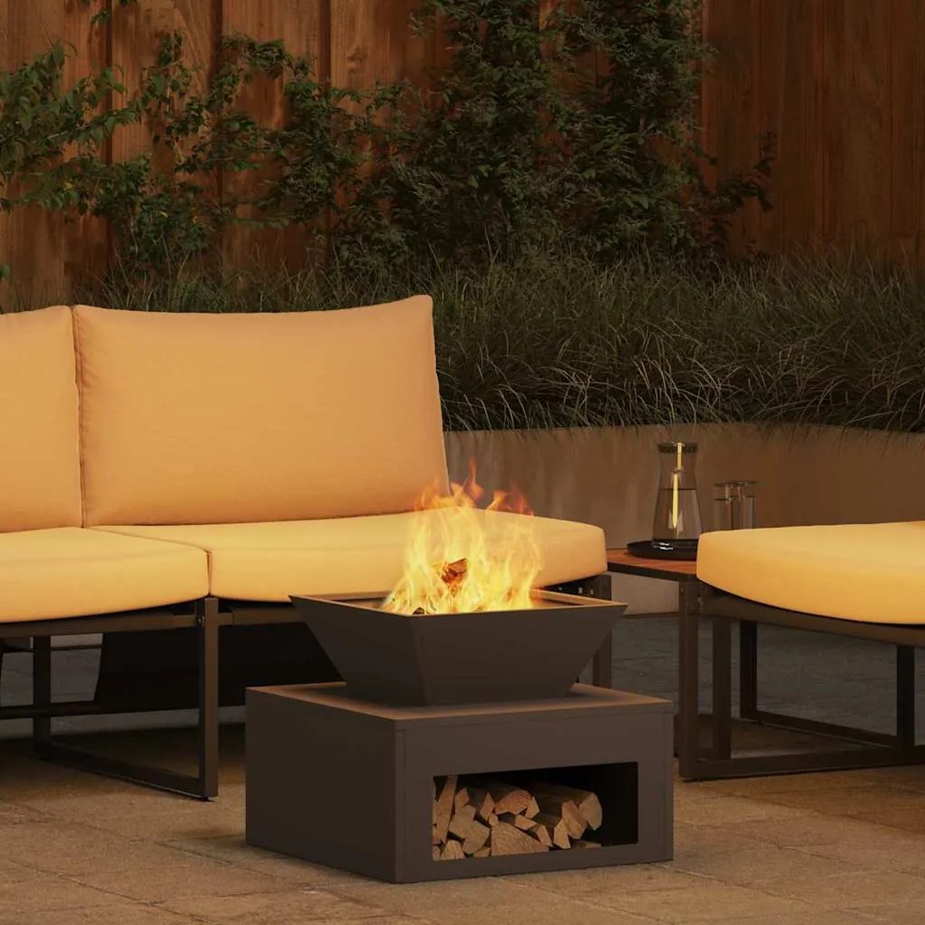 vidaXL Fire Pit Preto 50 x 50 x 40 cm Aço
