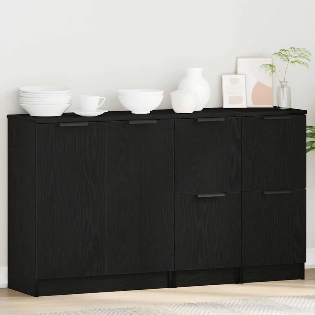 Buffets 3 pcs Madeira de carvalho preta