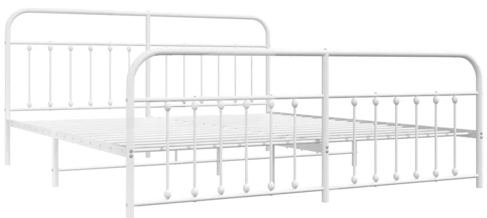 Estrutura de cama com cabeceira e pés 200x200 cm metal branco