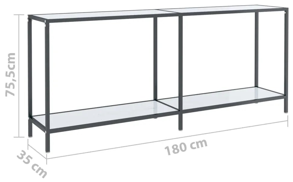 Mesa consola branco 180x35x75,5 cm vidro temperado