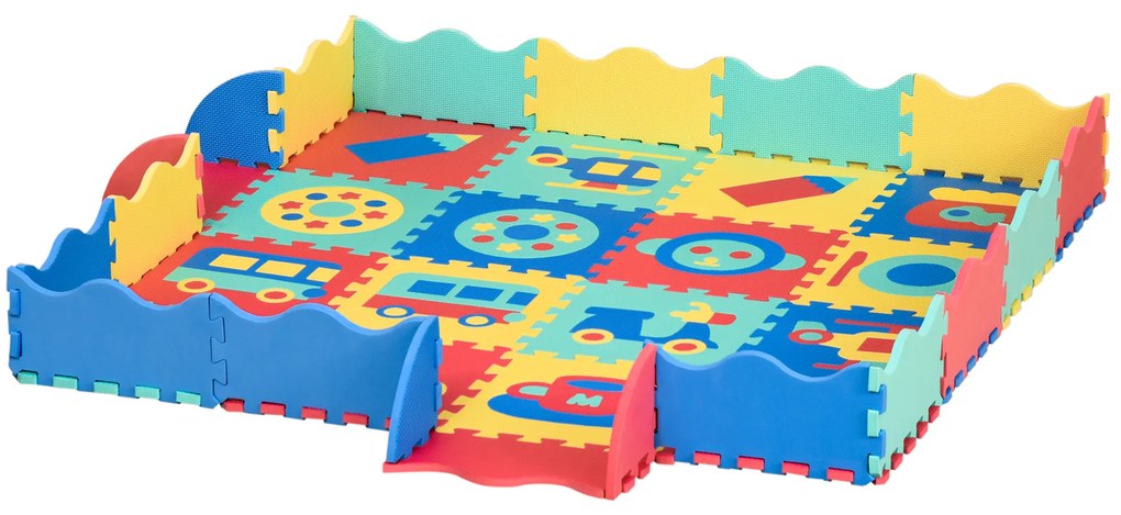 HOMCOM Tapete Puzzle para Crianças 150x150cm com 36 Peças de Espuma EVA Suave Área de 1,44m² Tapete Quebra Cabeças para Bebé Multicor