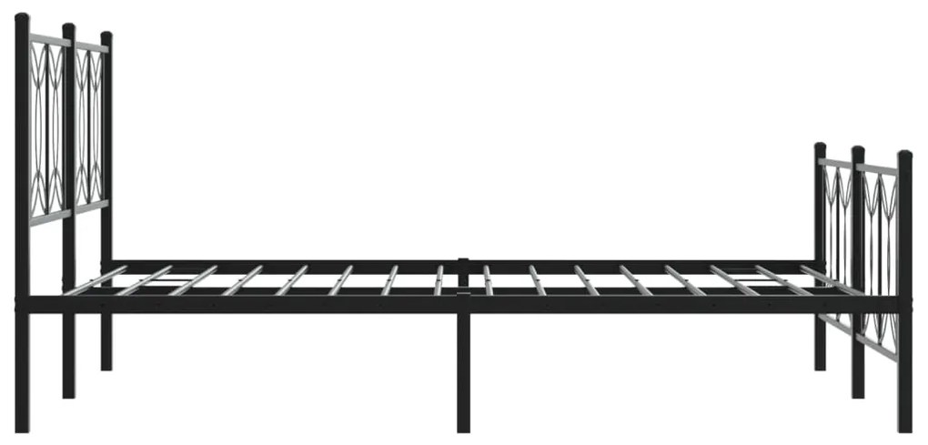 Estrutura de cama com cabeceira e pés 135x190 cm metal preto