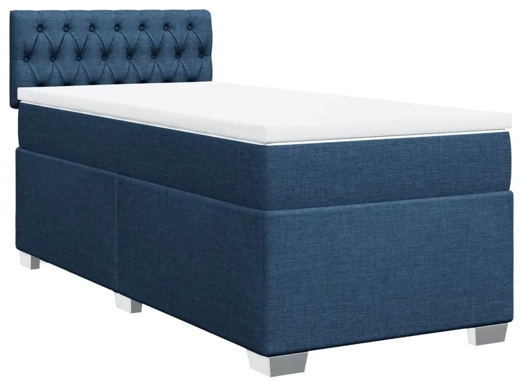 Cama com molas/colchão 80x200 cm tecido azul