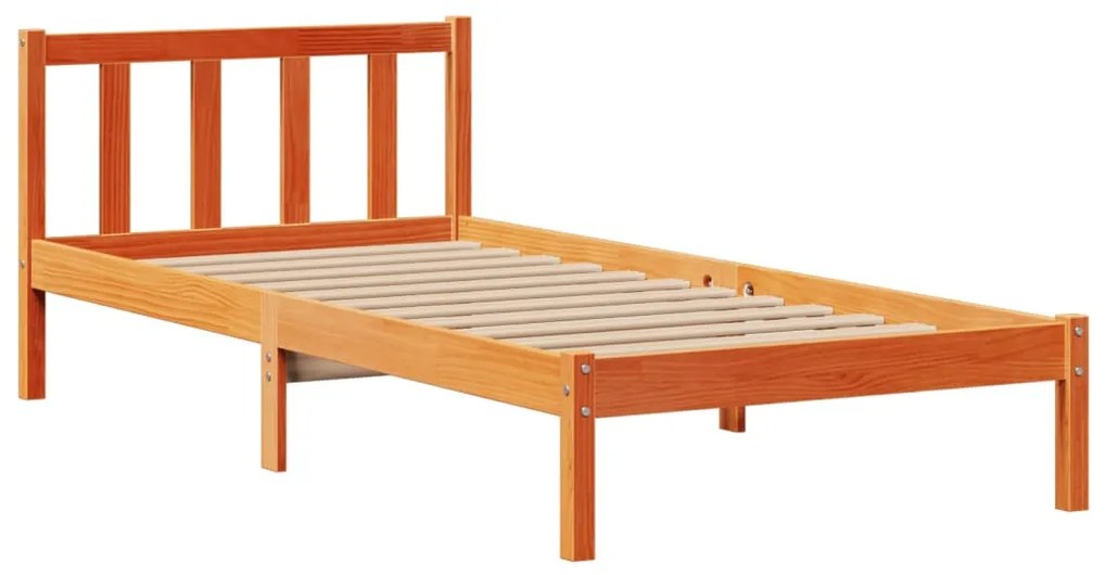 Cama com estante sem colchão 75x190cm pinho maciço castanho-mel