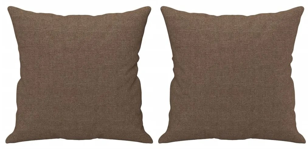 3 pcs conjunto de sofás com almofadas tecido castanho