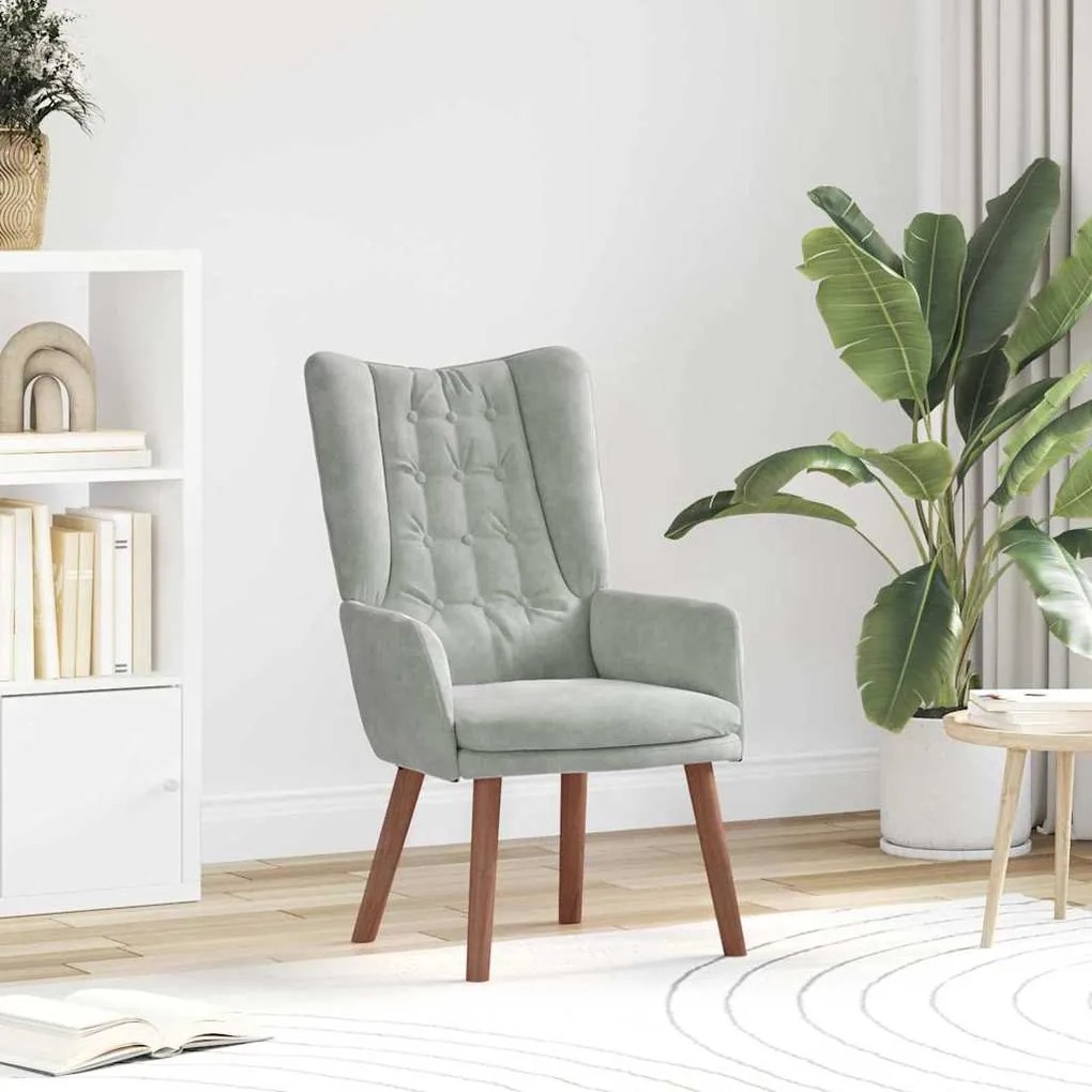 Poltrona Relaxante vidaXL em Veludo Cinza Claro