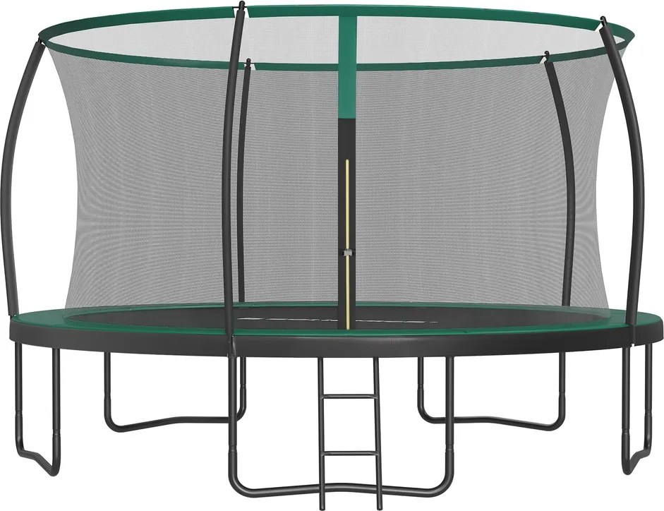 Trampolim de jardim 427,1 cm de diâmetro, com rede de segurança, cobertura para as bordas Preto-verde escuro