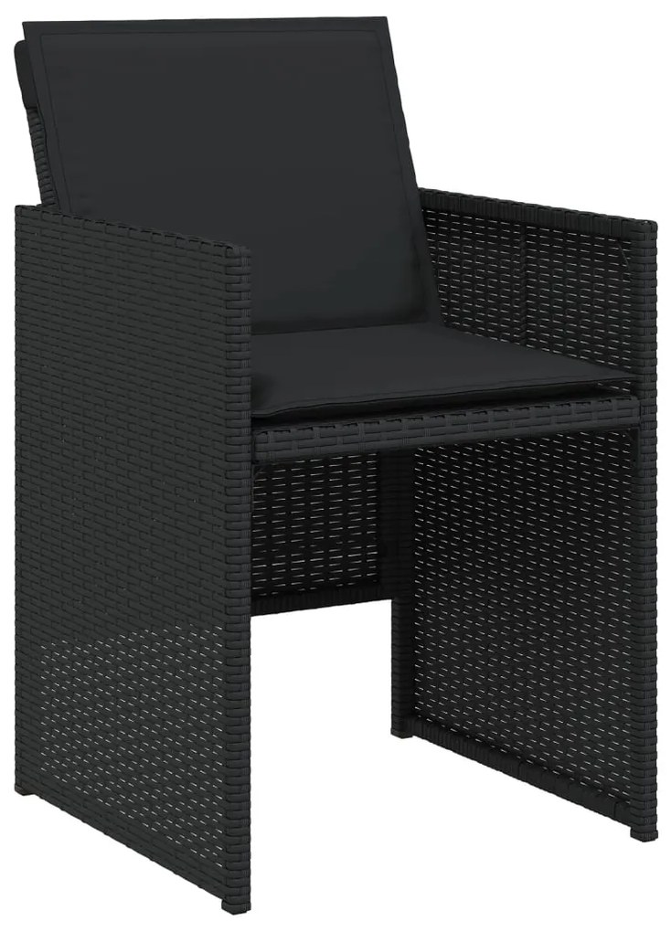 11 pcs conjunto de jantar p/ jardim c/ almofadões vime PE preto