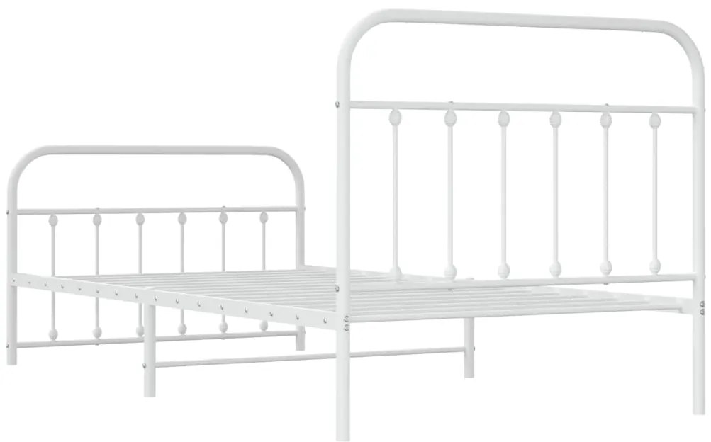 Estrutura de cama com cabeceira e pés 107x203 cm metal branco