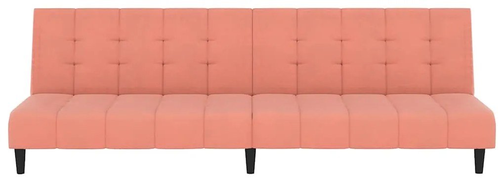 Sofá-cama de 2 lugares veludo rosa
