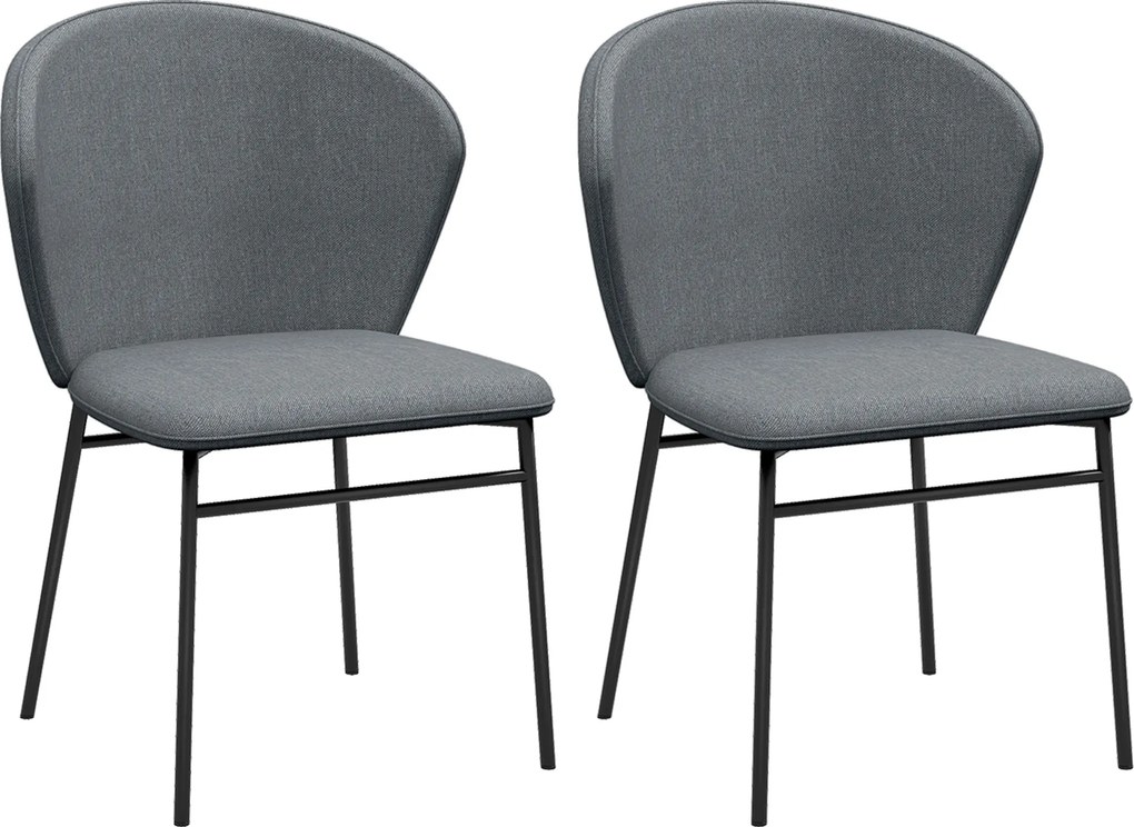 Conjunto de 2 cadeiras de sala de jantar com assento estofado em tecido com aspeto de linho (MESA NÃO INCLUÍDA) pés de aço estáveis, design moderno, c