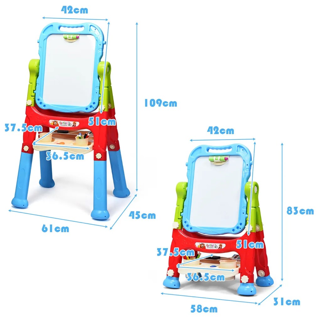 Quadro Para Crianças Preto e Branco 360° ajustável e rotativo Mesa de Desenho Magnético Conjunto de Desenho Magnético Portátil Conjunto de Desenho Magnético Azul