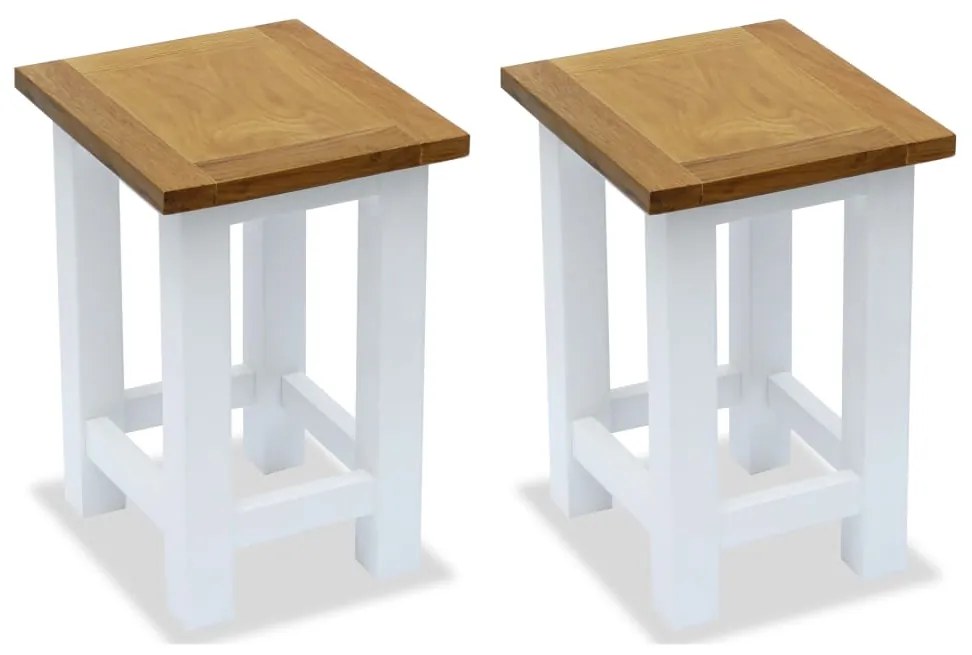 vidaXL Mesas de apoio 2 pcs 27x24x37 cm madeira de carvalho maciça