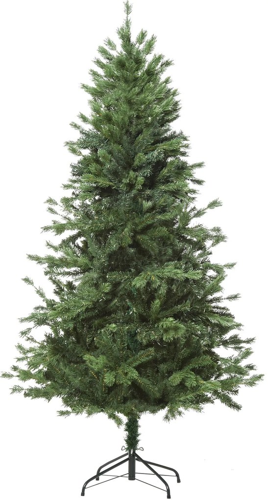 HOMCOM Árvore Artificial de Natal 150cm com Base Dobrável 440 Galhos PE Tridente e PVC Individual Árvore de Natal Decorativa Exterior Interior Ø75x150cm Verde