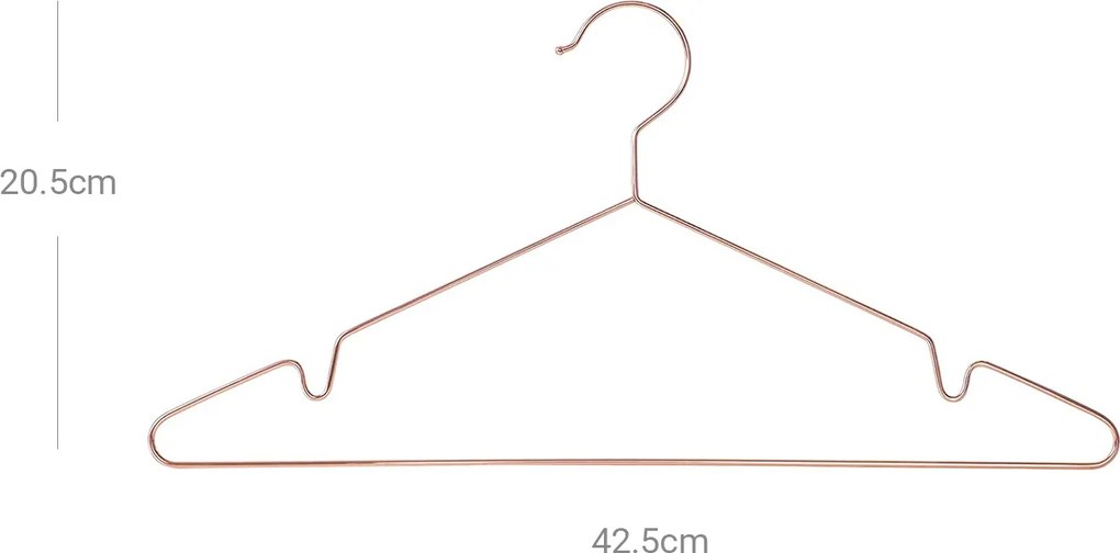 Conjunto de 20 cabides cromados 42 x 0,3 x 21 cm ouro-rosa