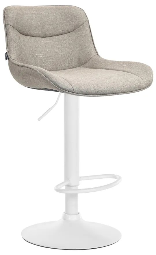 Banco alto em tecido com estrutura branca 85-106 x 49 x 51 cm castanho acinzentado