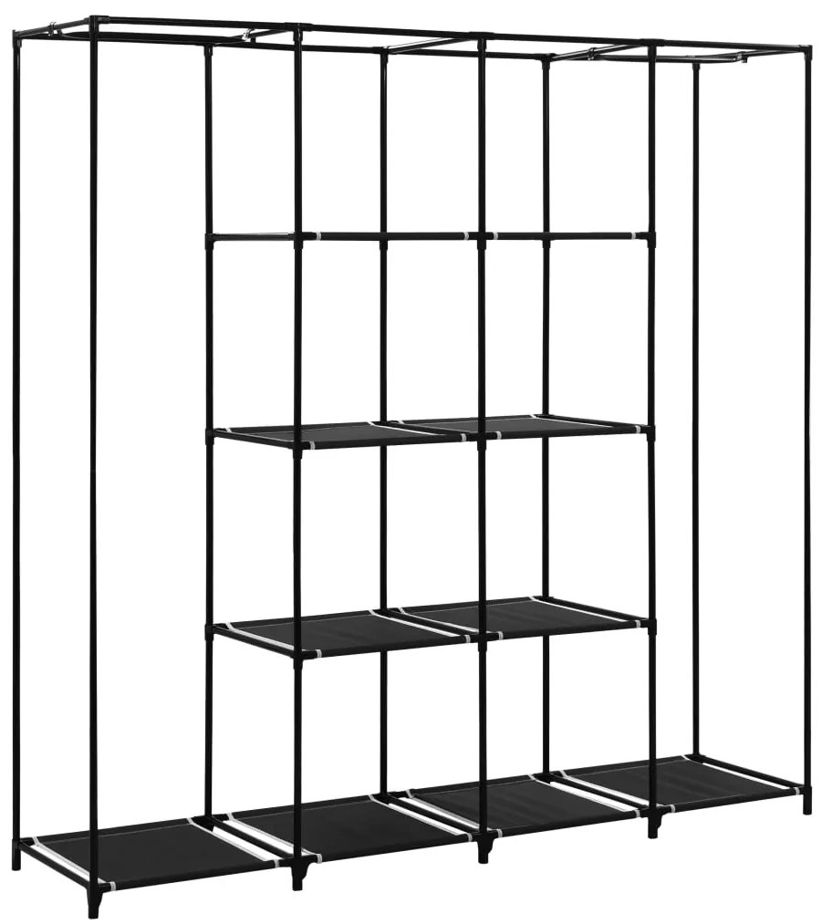 Roupeiro com 4 compartimentos 175x45x170 cm preto