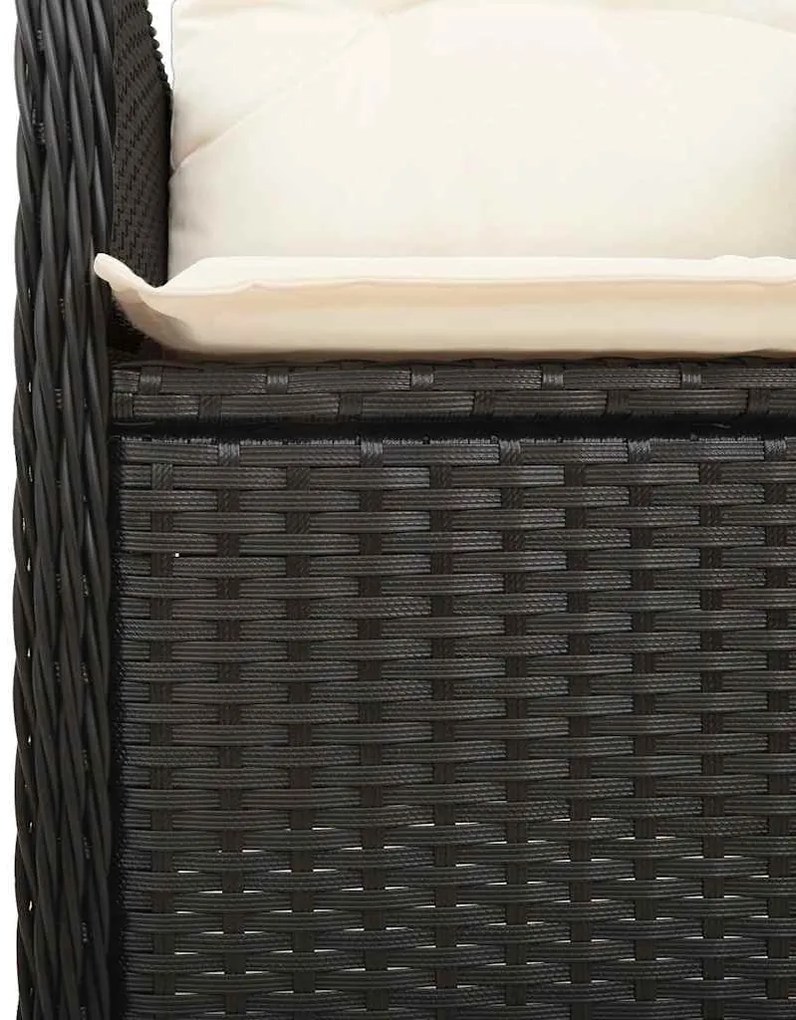 9 pcs conjunto de bistrô p/ jardim c/ almofadões vime PE preto