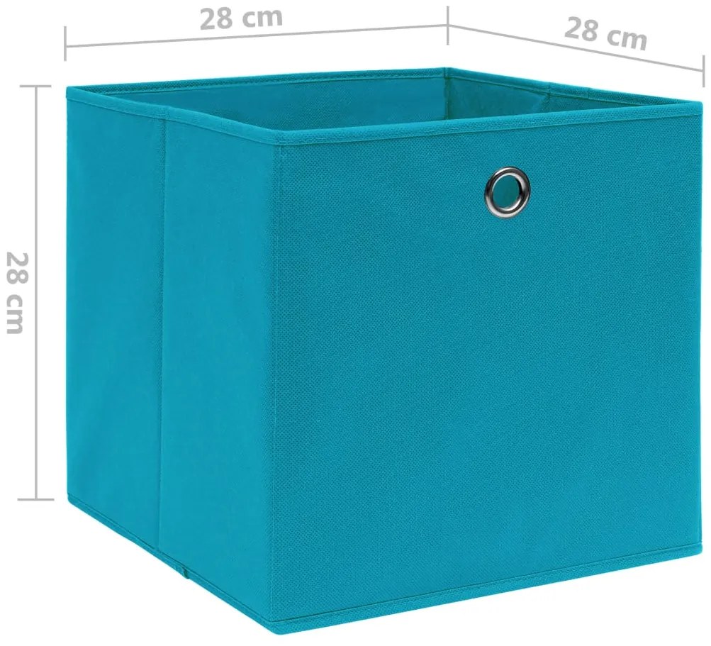 Caixas arrumação 10 pcs 28x28x28 cm tecido-não-tecido azul-bebé