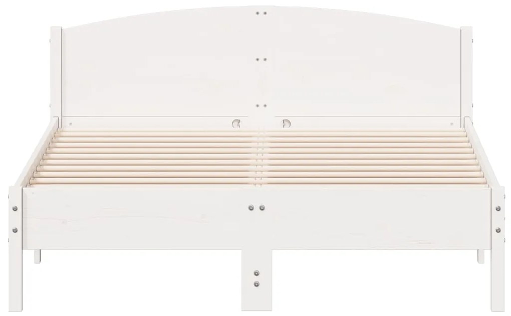 Cama sem colchão 150x200 cm madeira de pinho maciça branco