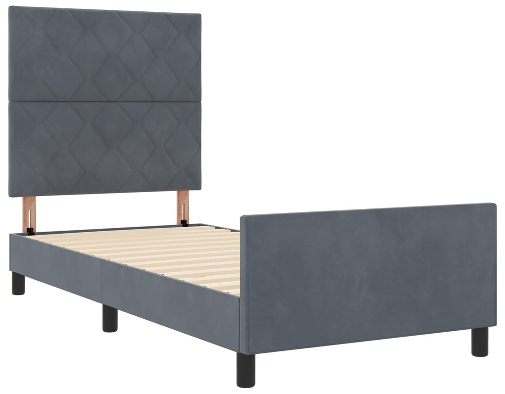 Estrutura de Cama vidaXL Cinza Escuro 90x190 cm Veludo